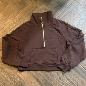 lululemon 3/4 funnel neck cropped scuba gently used